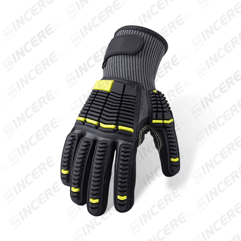 Guantes resistentes a cortes ANSI A4 calibre 13 con protección contra impactos TPR — Nitrilo Sandy Palm, ANSI Impact Level 2