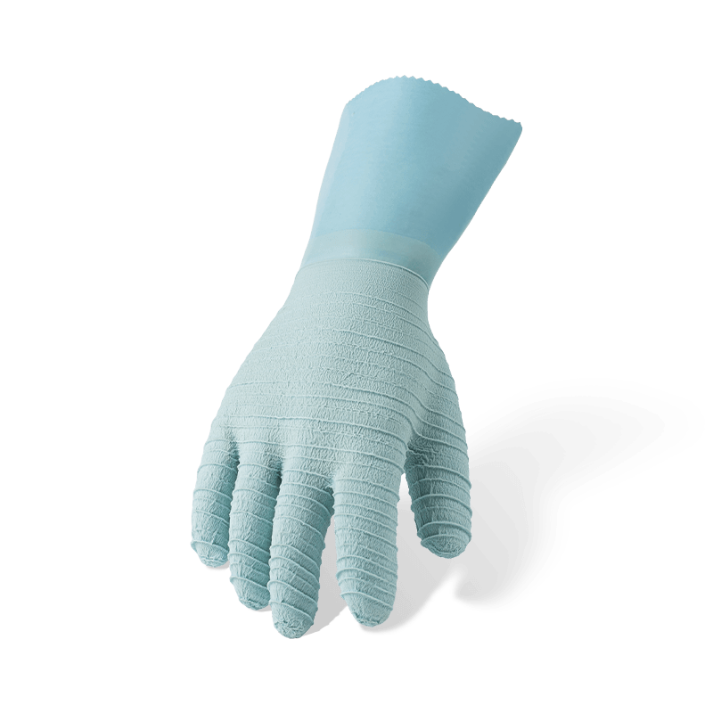 Guantes de trabajo totalmente recubiertos de látex con forro polar de algodón — puño extendido de 27 cm