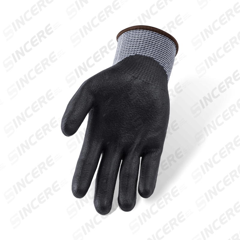 Guantes resistentes a cortes ANSI A6 calibre 13 con revestimiento de palma de microespuma de nitrilo negro Guantes resistentes a cortes ANSI A6 calibre 13 con revestimiento de palma de microespuma de nitrilo negro