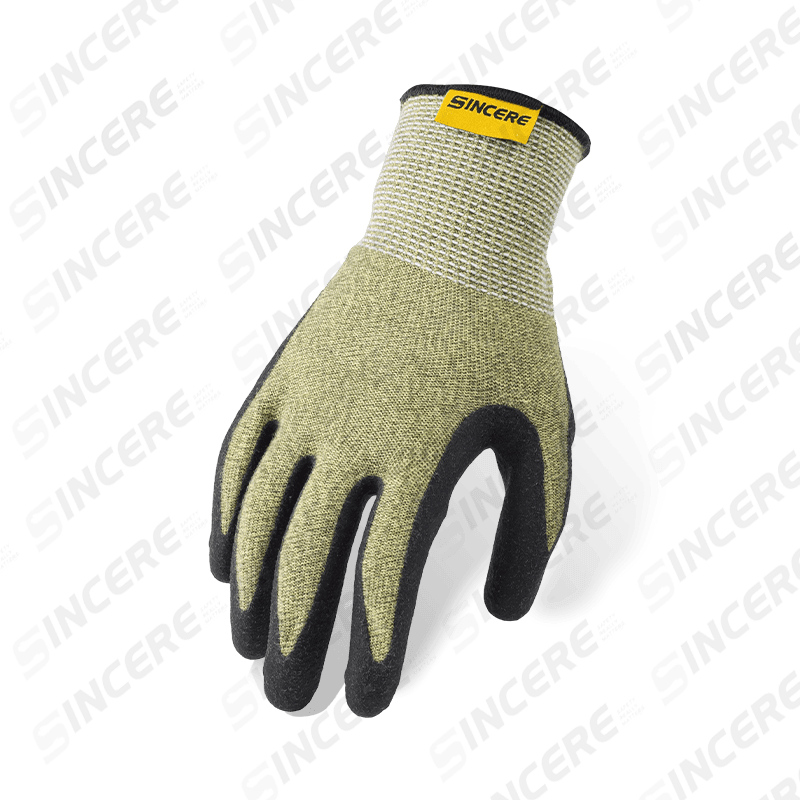 Guantes resistentes a cortes ANSI A3 de aramida calibre 18 con palma de neopreno negra — Resistente al fuego y protección contra arco eléctrico Guantes resistentes a cortes ANSI A3 de aramida calibre 18 con palma de neopreno negra — Resistente al fuego y protección contra arco eléctrico