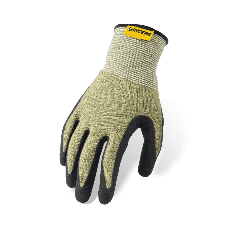 Guantes resistentes a cortes ANSI A3 de aramida calibre 18 con palma de neopreno negra — Resistente al fuego y protección contra arco eléctrico