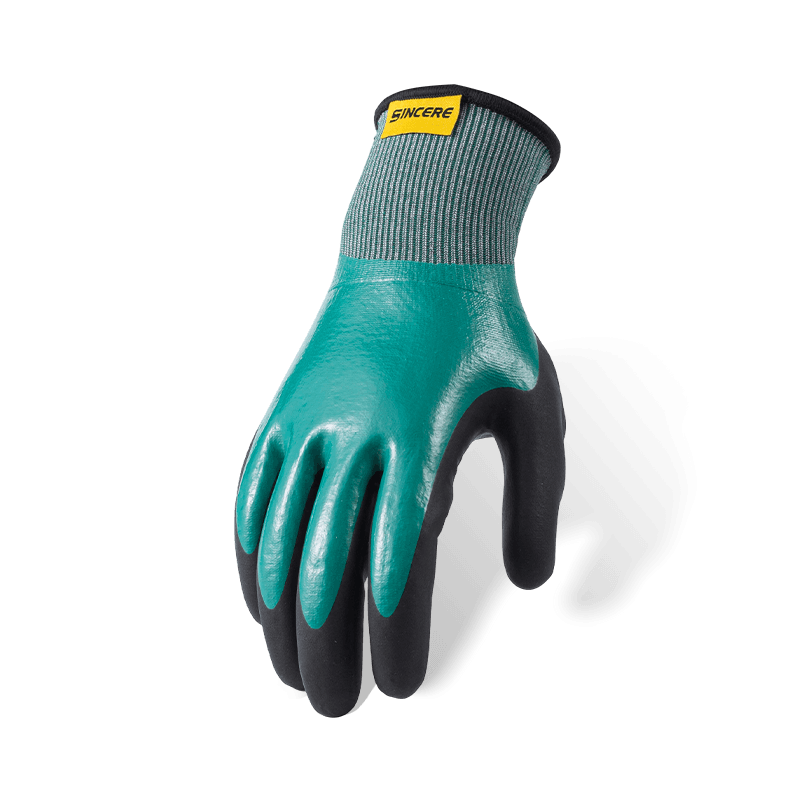 Guantes resistentes a cortes ANSI A4 calibre 21 — inmersión suave completa de nitrilo con refuerzo de pulgar Sandy negro, impermeables
