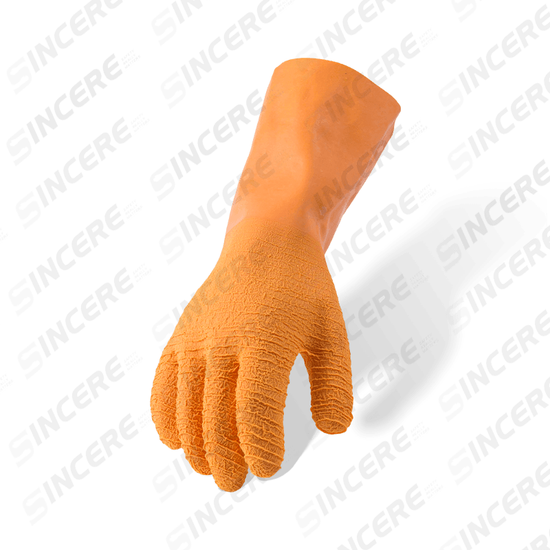 Guantes de trabajo totalmente recubiertos de látex con forro polar de algodón — puño extendido de 27 cm (serie térmica)