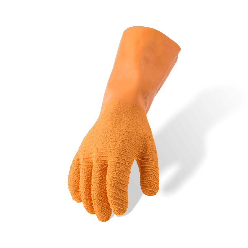 Guantes de trabajo totalmente recubiertos de látex con forro polar de algodón — puño extendido de 27 cm (serie térmica)