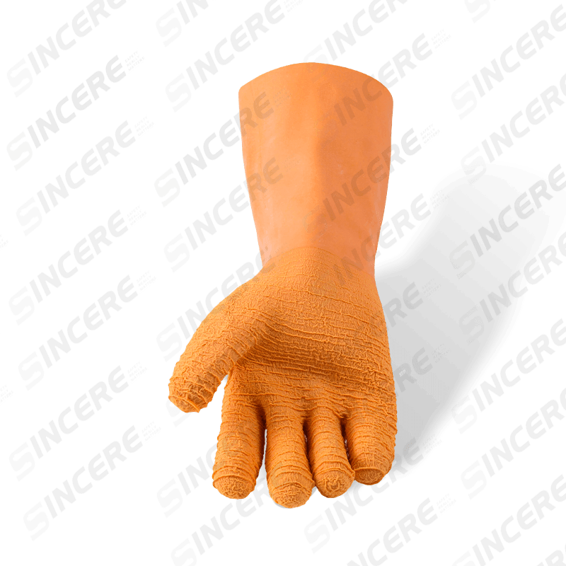 Guantes de trabajo totalmente recubiertos de látex con forro polar de algodón — puño extendido de 27 cm (serie térmica)