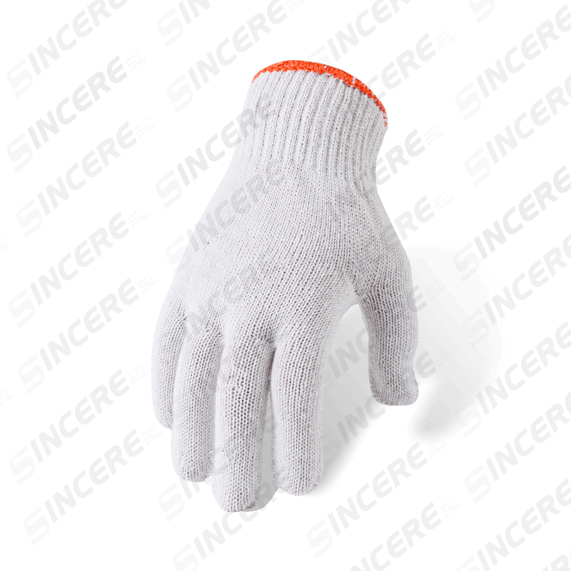 Guantes de trabajo de punto de algodón blanqueado calibre 10 — Protección de manos liviana de uso general Guantes de trabajo de punto de algodón blanqueado calibre 10 — Protección de manos liviana de uso general