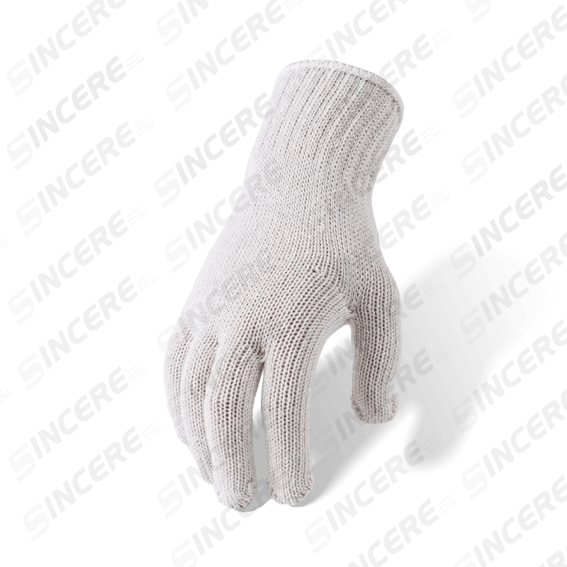 Guantes de trabajo de punto de algodón natural calibre 10 — protección económica de uso general sin blanquear
