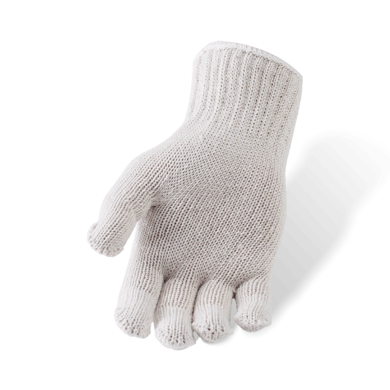 Guantes de trabajo de punto de algodón natural calibre 10 — protección económica de uso general sin blanquear