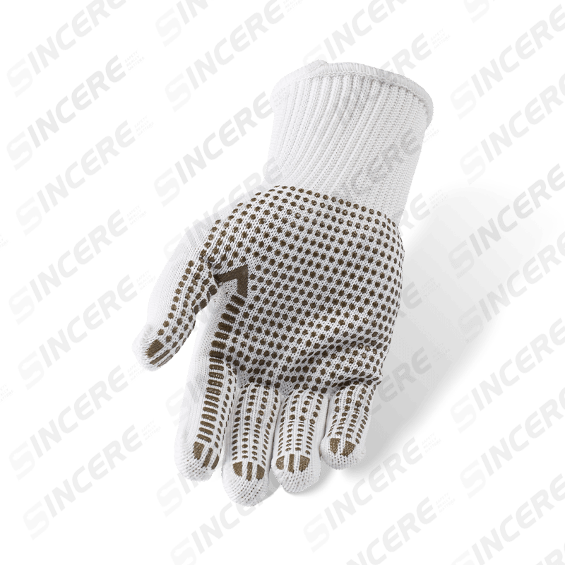 Guantes de punto de poliéster calibre 13 con palma punteada de PVC — Guantes de trabajo de uso general con agarre mejorado Guantes de punto de poliéster calibre 13 con palma punteada de PVC — Guantes de trabajo de uso general con agarre mejorado