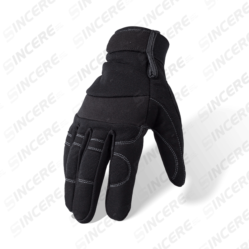 Guantes de trabajo mecánicos de uso general — palma de cuero sintético duradera con espalda tejida
