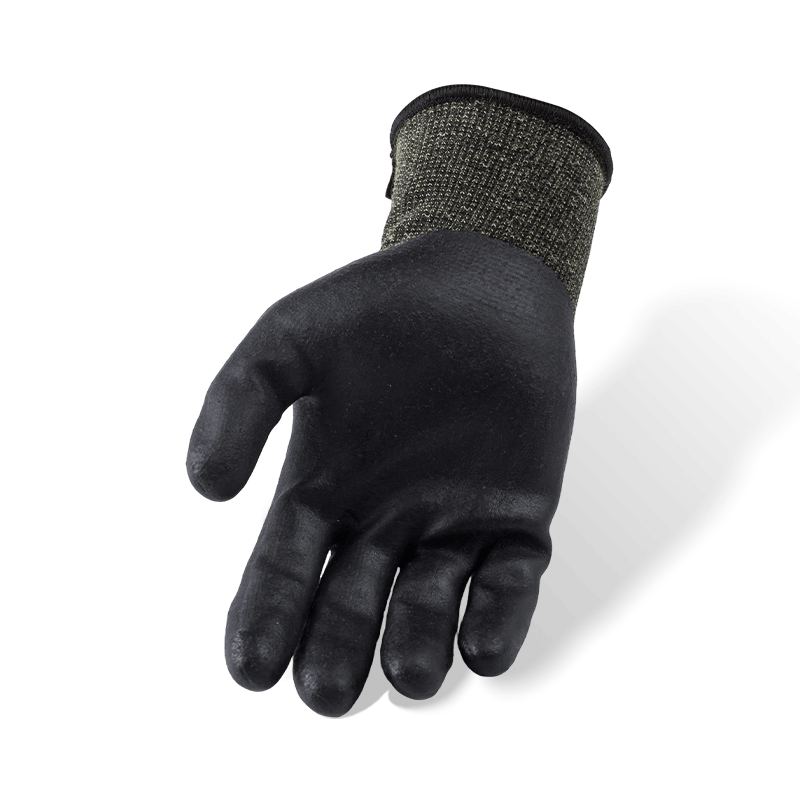 Guantes resistentes a cortes ANSI A4 de aramida calibre 13 con palma de neopreno negra — Resistentes al calor y al arco Guantes resistentes a cortes ANSI A4 de aramida calibre 13 con palma de neopreno negra — Resistentes al calor y al arco