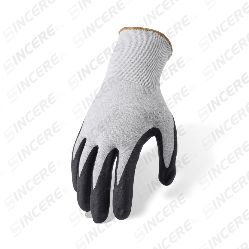 Guantes de spandex de nailon calibre 15 con revestimiento de palma de microespuma de nitrilo negro — Ultra-Dexterous