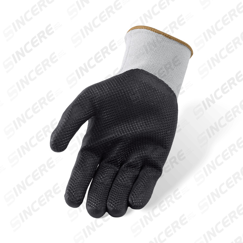Guantes de spandex de nailon calibre 15 con revestimiento de palma de microespuma de nitrilo negro — Ultra-Dexterous