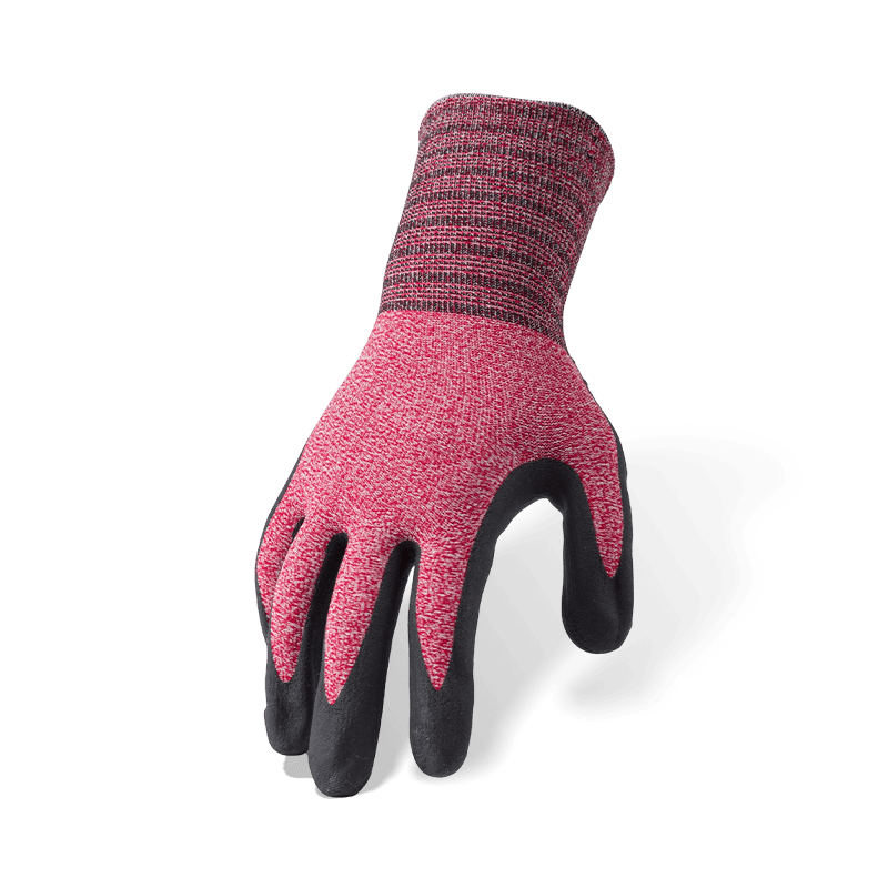 Guantes de spandex de nailon calibre 15 con palma de microespuma de nitrilo negro y agarre antideslizante con puntos de nitrilo