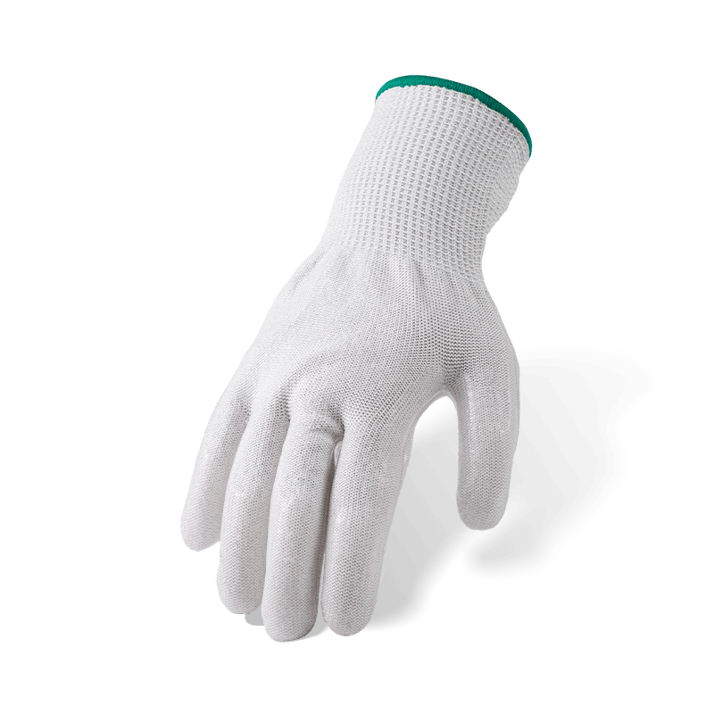 Guantes resistentes a cortes ANSI A7 calibre 13 con revestimiento de silicona transparente para palma — protección resistente al calor de alto corte Guantes resistentes a cortes ANSI A7 calibre 13 con revestimiento de silicona transparente para palma — protección resistente al calor de alto corte