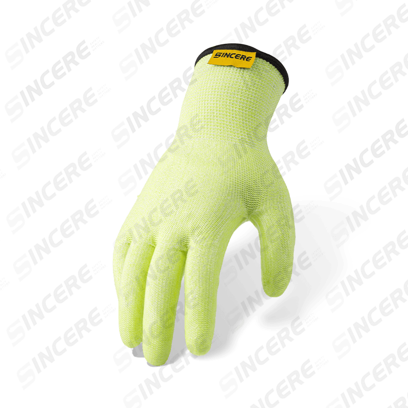 Guantes resistentes a cortes ANSI A6 calibre 18 con forro polar y palma de silicona transparente — protección térmica de alto corte para invierno