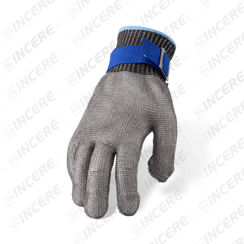 Guantes resistentes a cortes ANSI A9 de malla de acero inoxidable calibre 7 — máxima protección contra cortes para uso alimentario e industrial