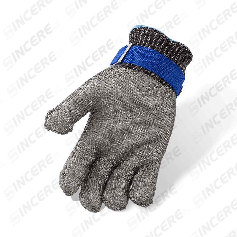 Guantes resistentes a cortes ANSI A9 de malla de acero inoxidable calibre 7 — máxima protección contra cortes para uso alimentario e industrial