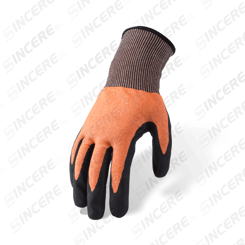 Guantes resistentes a cortes ANSI A4 calibre 21 con nitrilo negro Sandy Palm — destreza ultrafina