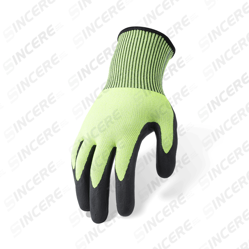 Guantes resistentes a cortes ANSI A5 calibre 18 con palma microespumosa de nitrilo negro — destreza de calibre fino Guantes resistentes a cortes ANSI A5 calibre 18 con palma microespumosa de nitrilo negro — destreza de calibre fino