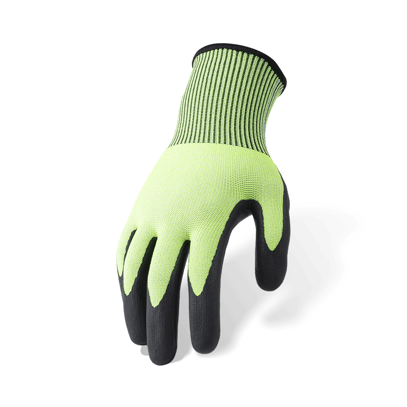 Guantes resistentes a cortes ANSI A5 calibre 18 con palma microespumosa de nitrilo negro — destreza de calibre fino