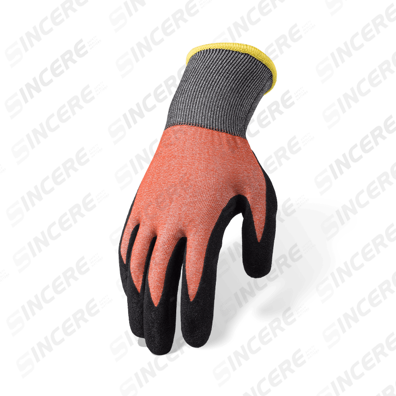 Guantes resistentes a cortes ANSI A5 calibre 21 con nitrilo negro Sandy Palm — Protección de corte ultrafina de alta discreción