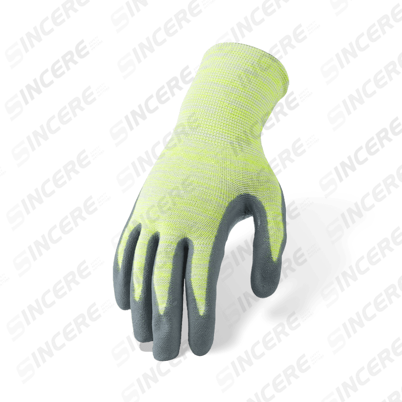Guantes de spandex de nailon calibre 15 con revestimiento de palma de microespuma de nitrilo gris — Guantes de trabajo de precisión ultradéxtera