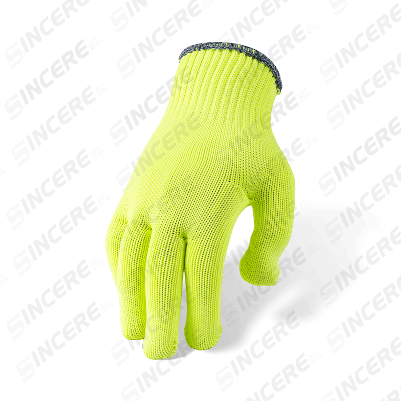 Guantes de poliéster amarillo fluorescente de alta visibilidad calibre 10 con palma punteada de PVC — Guantes de agarre de uso general de alta visibilidad