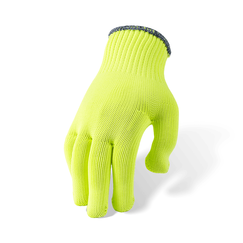 Guantes de poliéster amarillo fluorescente de alta visibilidad calibre 10 con palma punteada de PVC — Guantes de agarre de uso general de alta visibilidad