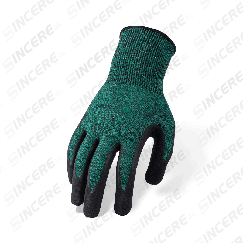 Guantes resistentes a cortes ANSI A3 calibre 18 con palma microespumosa de nitrilo negro — Protección de corte medio de calibre fino Guantes resistentes a cortes ANSI A3 calibre 18 con palma microespumosa de nitrilo negro — Protección de corte medio de calibre fino