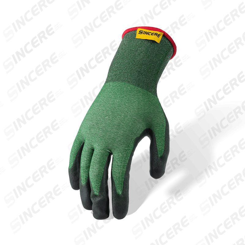 Guantes resistentes a cortes ANSI A3 de calibre 21 con revestimiento de palma de PU negro — protección de corte de precisión ultrafina Guantes resistentes a cortes ANSI A3 de calibre 21 con revestimiento de palma de PU negro — protección de corte de precisión ultrafina