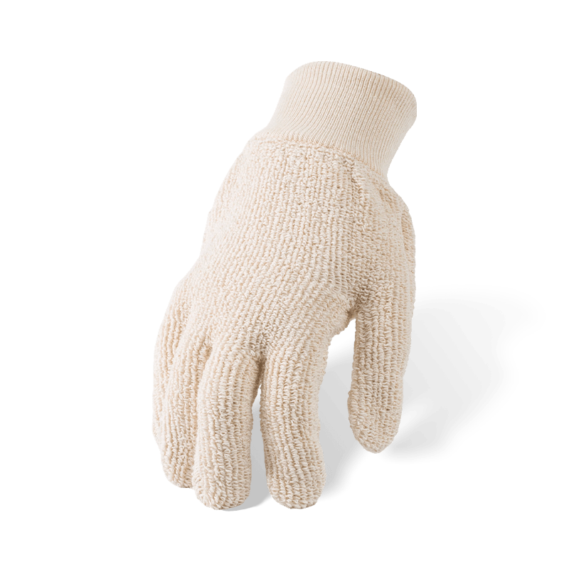 Guantes resistentes al calor de tela de rizo 100% algodón con muñeca de punto de algodón — Protección térmica industrial