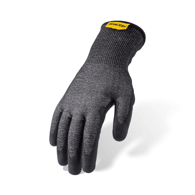 Guantes resistentes a cortes ANSI A6 de calibre 18 con palma de PU negra y entrepierna con pulgar reforzada con nitrilo — Protección contra cortes pesados de calibre fino Guantes resistentes a cortes ANSI A6 de calibre 18 con palma de PU negra y entrepierna con pulgar reforzada con nitrilo — Protección contra cortes pesados de calibre fino