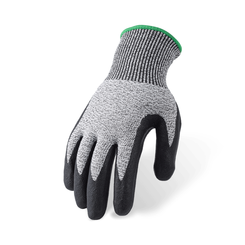 Guantes resistentes a cortes ANSI A4 calibre 13 con textura de rejilla para palma y gofre de microespuma de nitrilo negro — agarre mejorado Guantes resistentes a cortes ANSI A4 calibre 13 con textura de rejilla para palma y gofre de microespuma de nitrilo negro — agarre mejorado