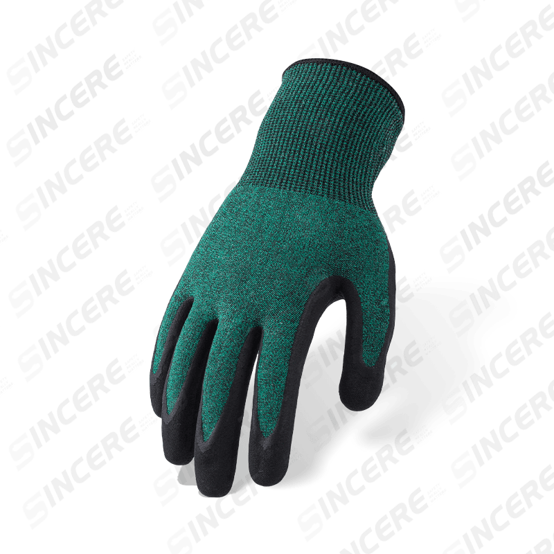 Guantes resistentes a cortes ANSI A4 calibre 18 con palma microespumosa de nitrilo lavada con agua negra — protección de calibre fino ultra suave