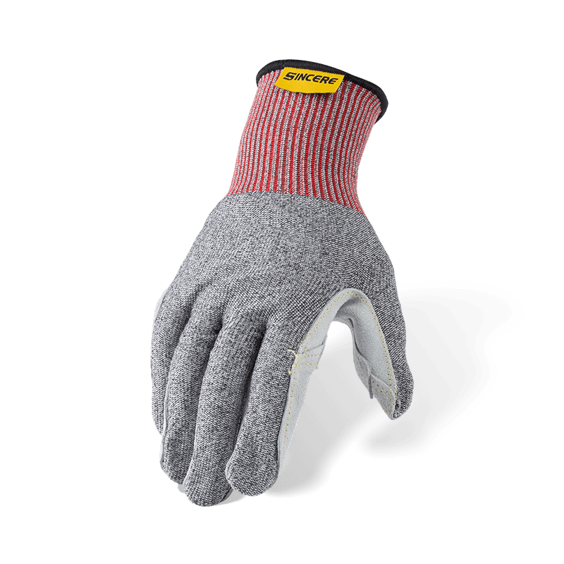 Guantes resistentes a cortes ANSI A6 calibre 13 con palma de cuero (grano completo/dividido) y entrepierna reforzada para el pulgar — protección contra cortes de cuero de alta resistencia Guantes resistentes a cortes ANSI A6 calibre 13 con palma de cuero (grano completo/dividido) y entrepierna reforzada para el pulgar — protección contra cortes de cuero de alta resistencia