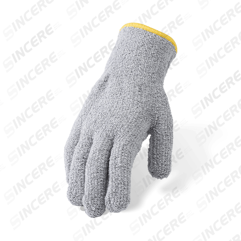 Guantes resistentes al calor de tela de rizo 100 % algodón — protección térmica industrial para manipulación en caliente